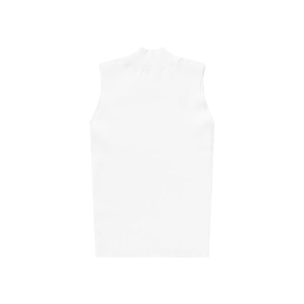 B Emblem High Neck Knit Tank (White)