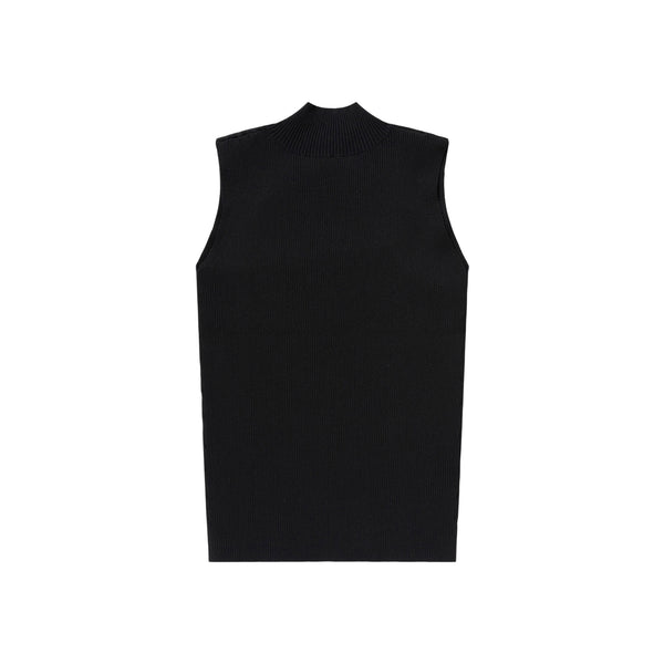 B Emblem High Neck Knit Tank, Black