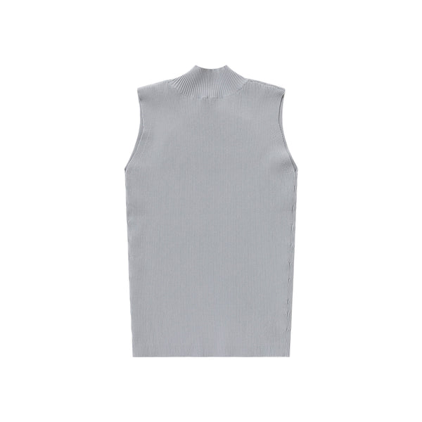 B Emblem High Neck Knit Tank, Gray