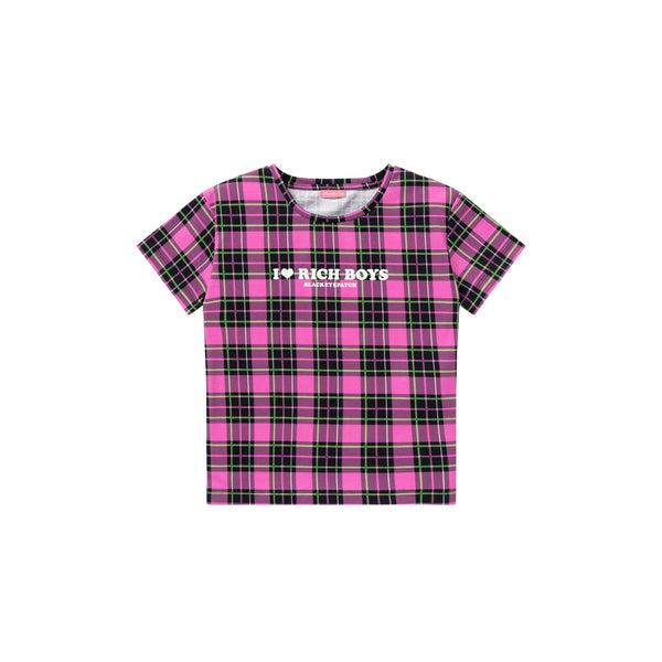 RICH BOYS Checked Tee (Pink)