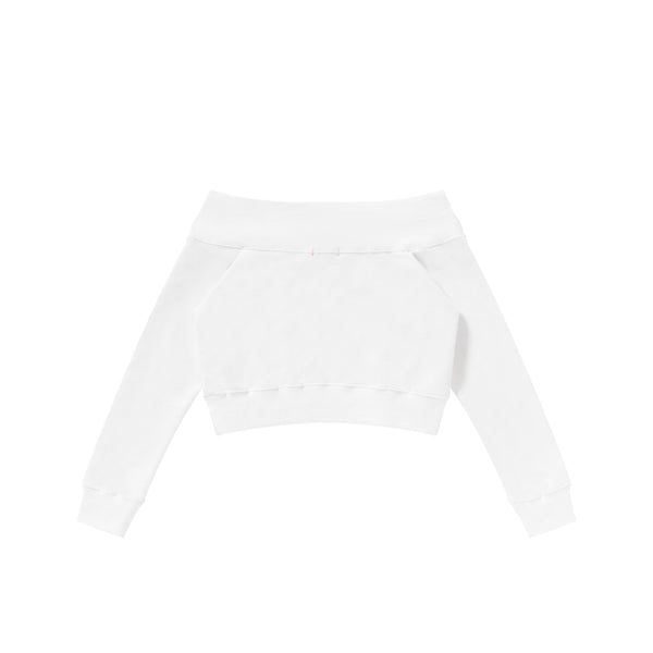 I KISS LUXURY OFF SHOULDER SWEAT WHITE