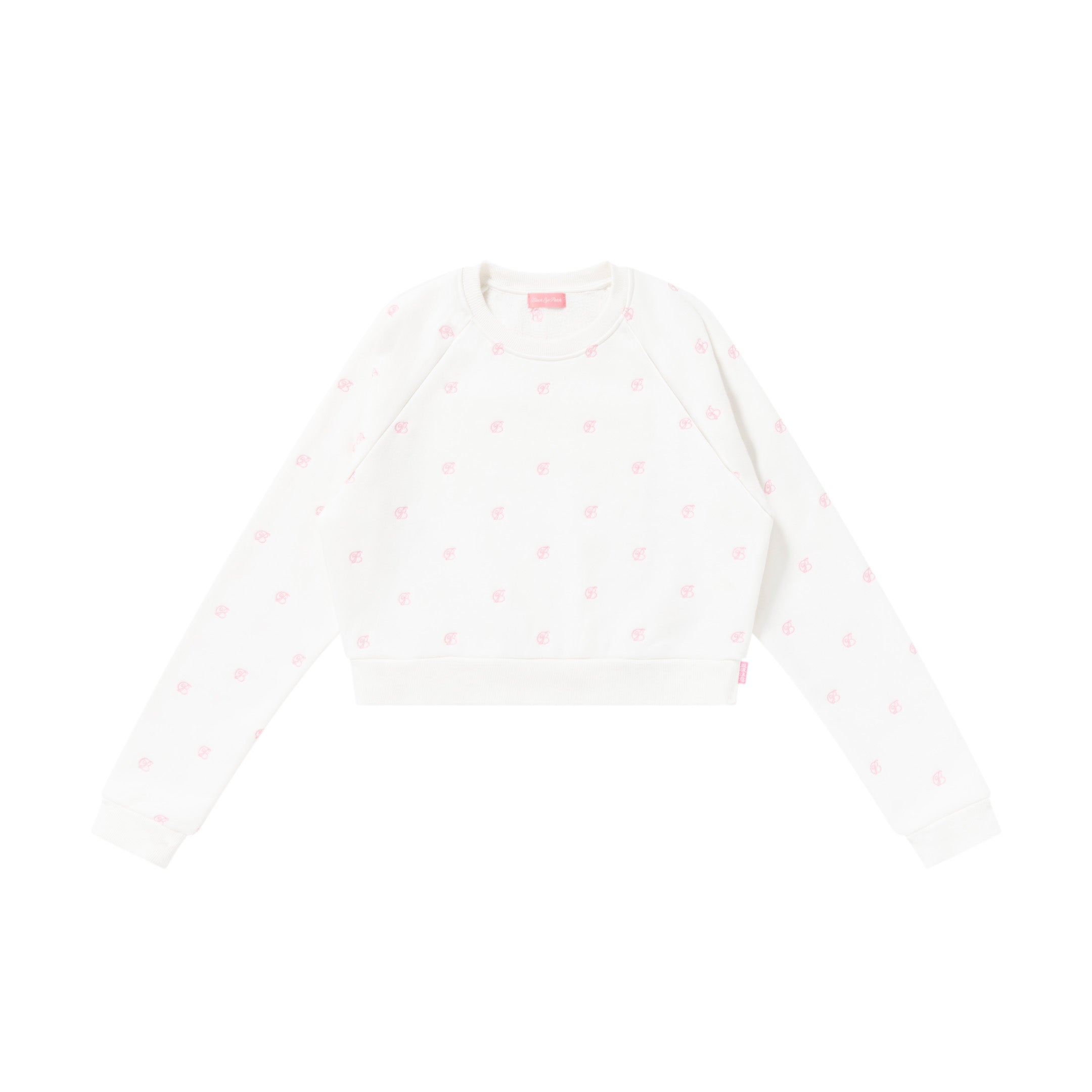 B EMBLEM PATTERN EMBROIDERED CREW SWEAT WHITE – BlackEyePatch