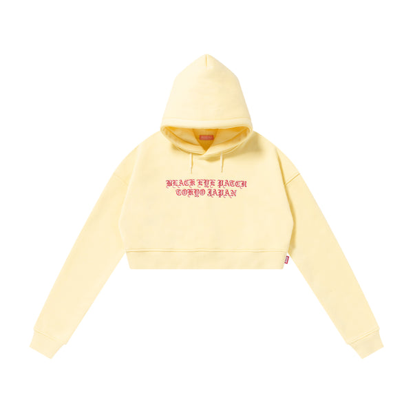 CAPITAL BLACKLETTERS CROPPED HOODIE LIGHT YELLOW