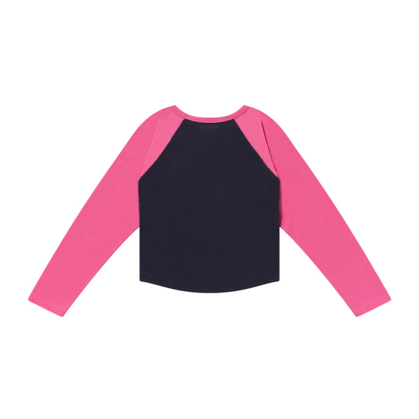 DON’T TOUCH RAGLAN L/S TEE NAVY/PINK