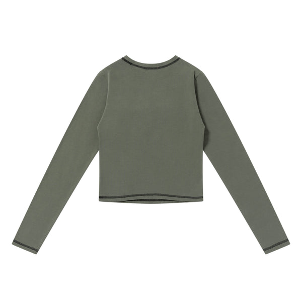 OG HEART CROPPED L/S TEE OLIVE