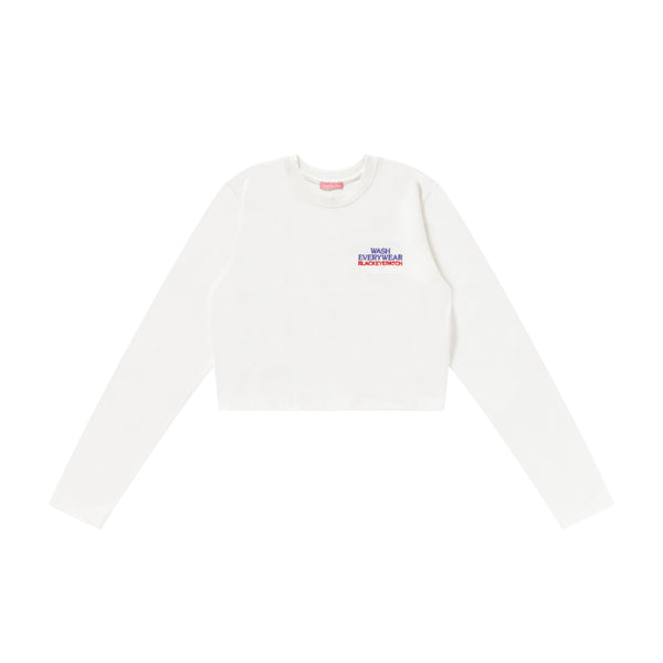 LAUNDROMAT CROPPED L/S TEE WHITE