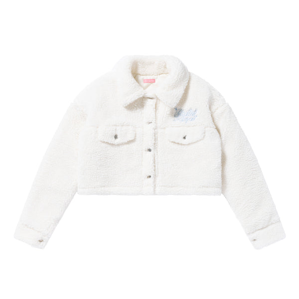 GHETTO ANGEL CROPPED BOA JACKET WHITE