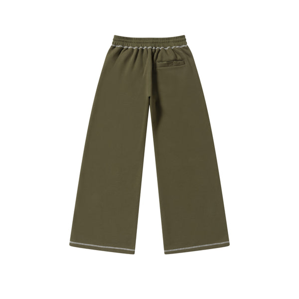 HWC FUR PATCHED DOUBLE STITCH SWEAT PANTS KHAKI