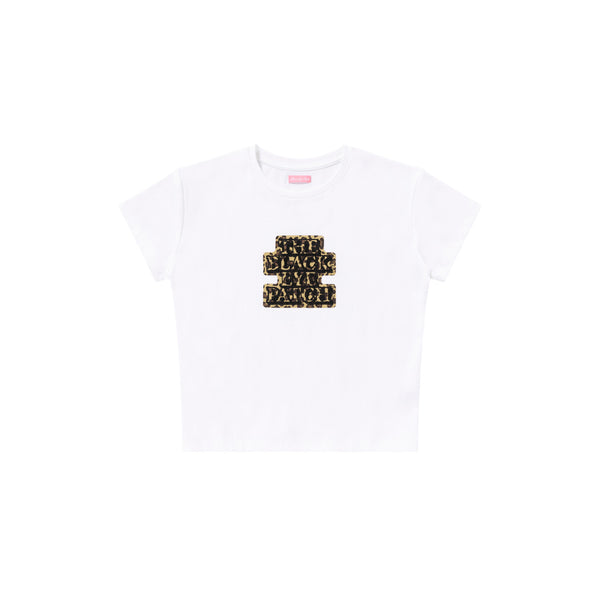 LEOPARD OG LABEL BABY TEE WHITE