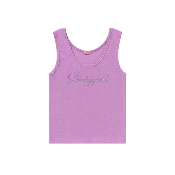 RHINESTONE SCRIPT LOGO TANK PINK