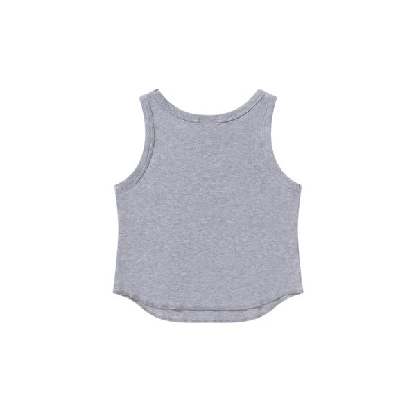 OE LOGO RIBBED TANK GRAY