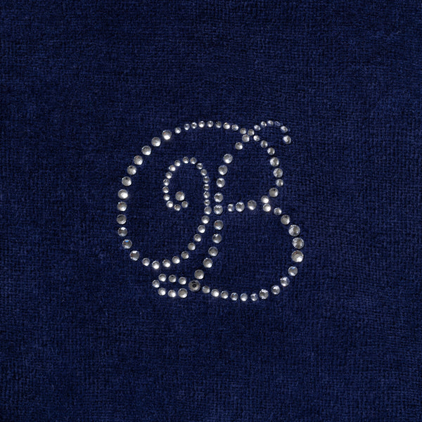 B EMBLEM CROPPED VELOUR ZIP HOODIE NAVY