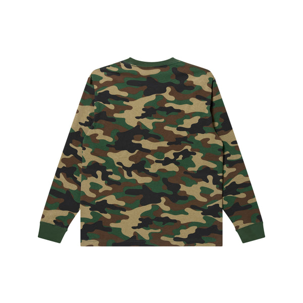 FLAMED OG LABEL L/S TEE WOODLAND CAMO