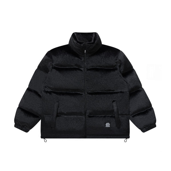 OG LABEL FAUX FUR DOWN JACKET BLACK
