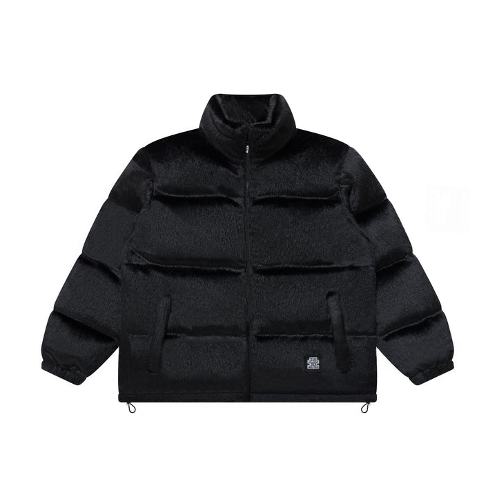 OG LABEL FAUX FUR DOWN JACKET BLACK