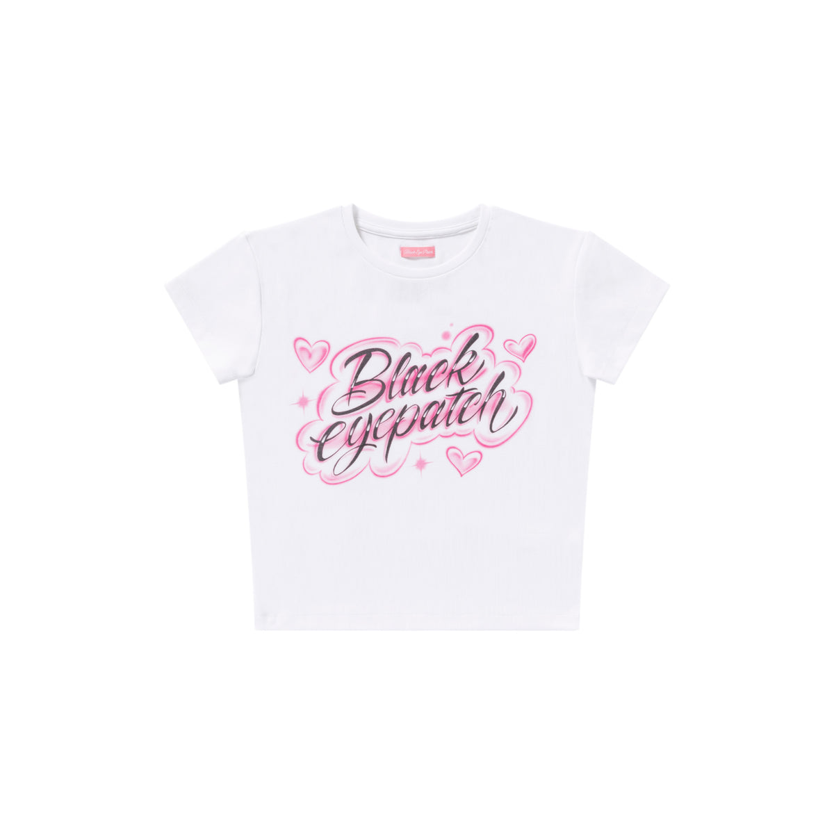 SPLAYED SCRIPT BABY TEE WHITE – BlackEyePatch