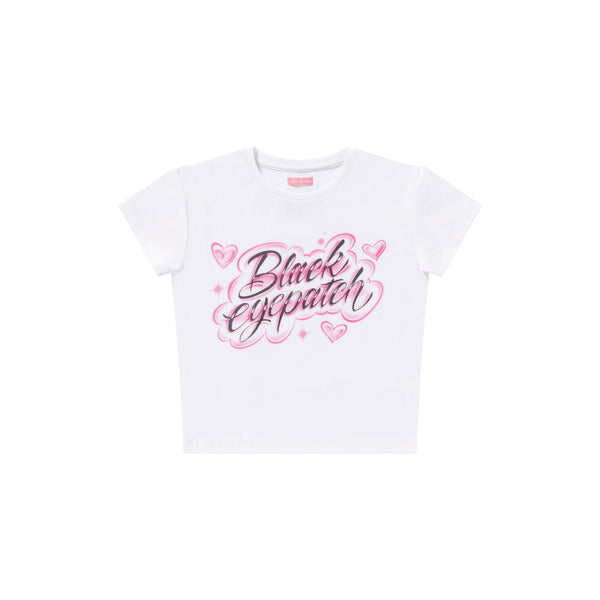 SPLAYED SCRIPT BABY TEE WHITE