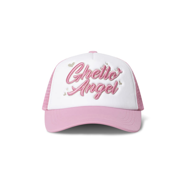 GHETTO ANGEL EMBROIDERED MESH CAP PINK