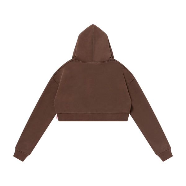 MESS WITH BEP CROPPED HOODIE BROWN