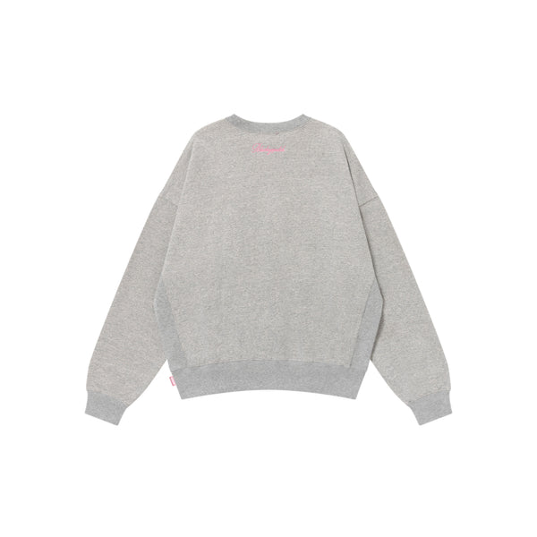 DOLLAR BILL OG LABEL LOOSE FIT CREW SWEAT HEATHER GRAY