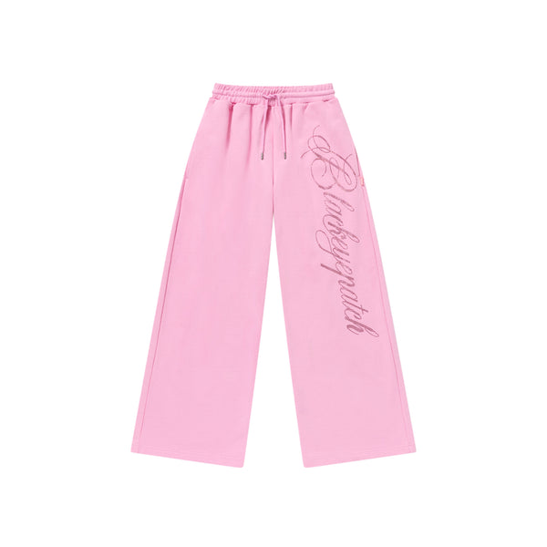 RHINESTONE BIG SCRIPT SWEAT PANTS PINK