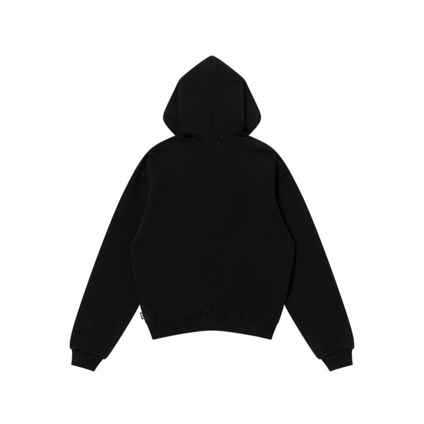 RHINESTONE BIG SCRIPT ZIP HOODIE BLACK