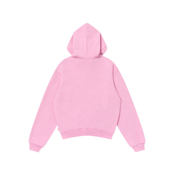 RHINESTONE BIG SCRIPT ZIP HOODIE PINK