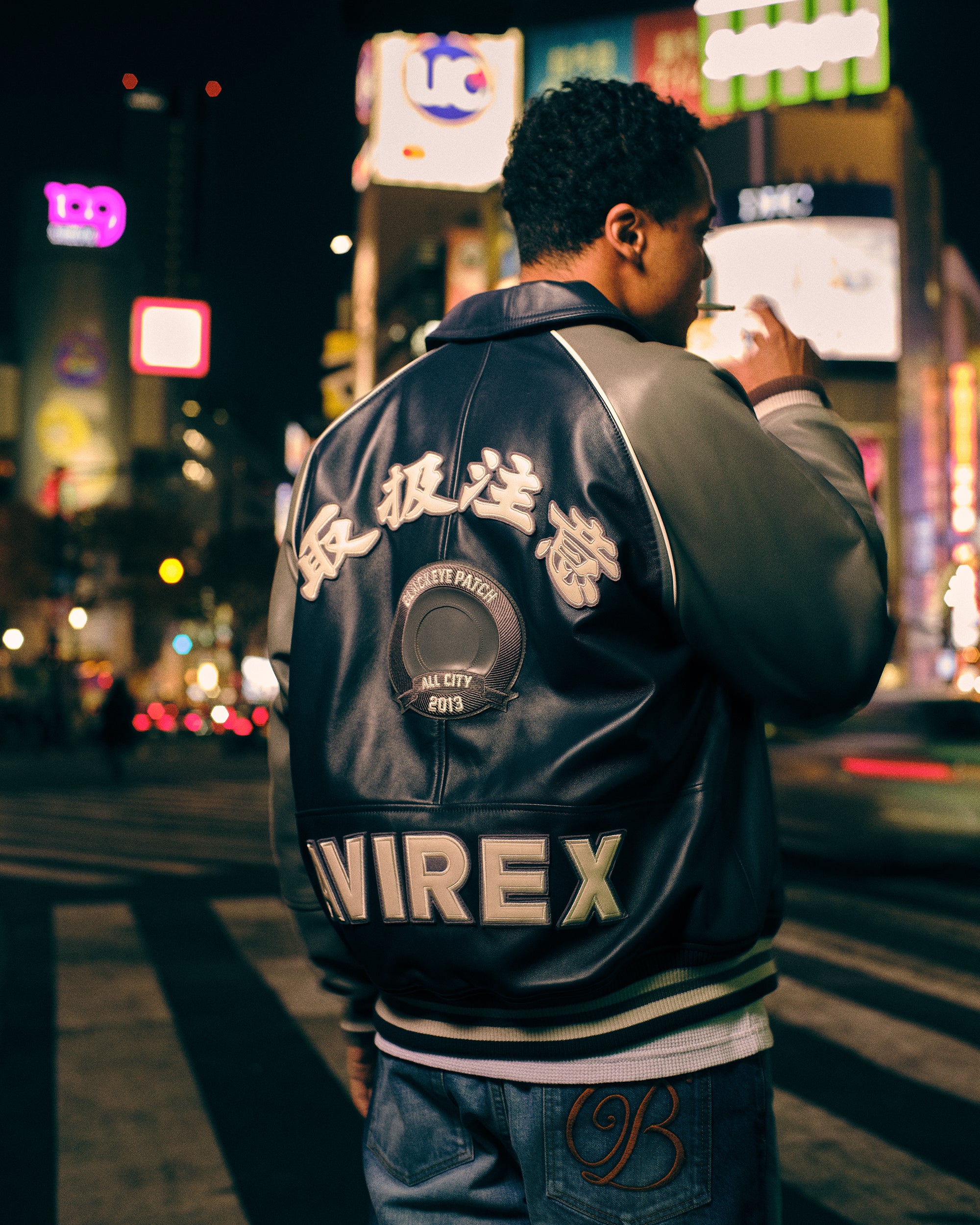 AVIREX × Black Eye Patch VARSITY JACKET素材本革