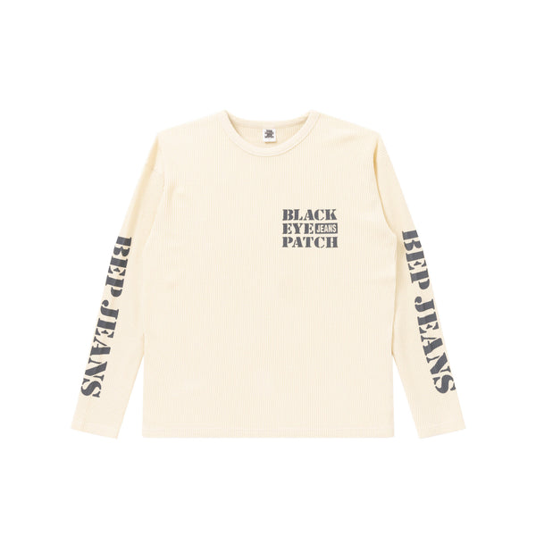 BEP Jeans Stomped Thermal Long Sleeve T-Shirt, Off White
