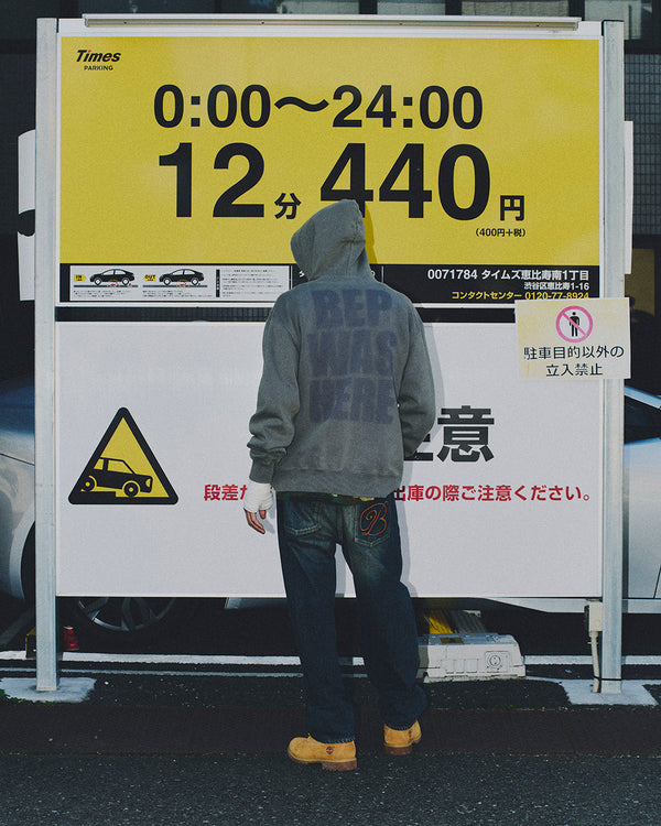 BEP WAS HERE FADED HOODIE CHARCOAL