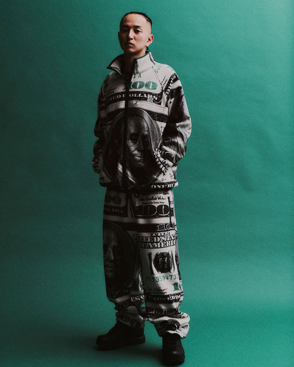 BIG HUNDEREDS PATTERNED FLEECE PANTS BLACK