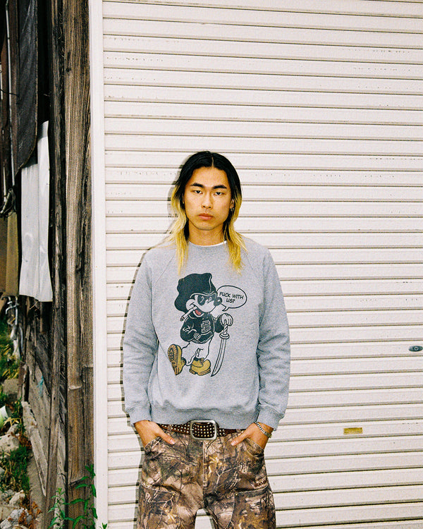 BOOTLEG RAT CREW SWEAT HEATHER GRAY