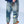B EMBLEM DAMAGED SLIM JEANS INDIGO