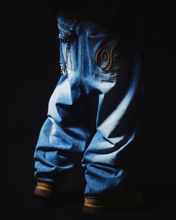 B EMBLEM EXTRA BAGGY JEANS INDIGO