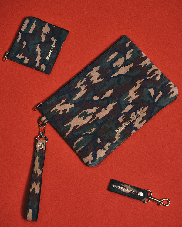 CAMOUFLAGED LEATHER WALLET WOODLAND CAMO