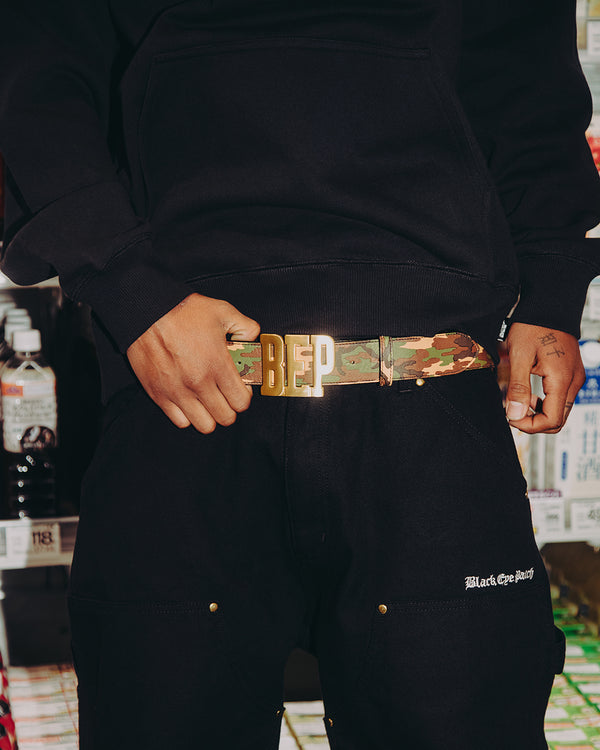 CAMOUFLAGE LEATHER LETTERS BELT