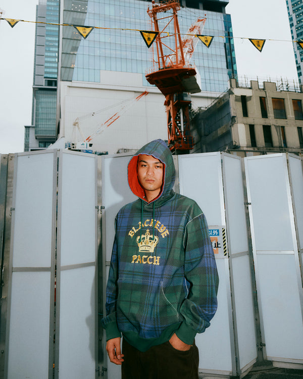 CROWN LOGO CHECKED HOODIE