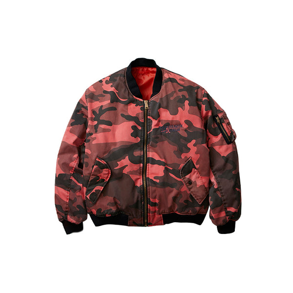 DAMAGED BOMBER JACKET RED CAMO