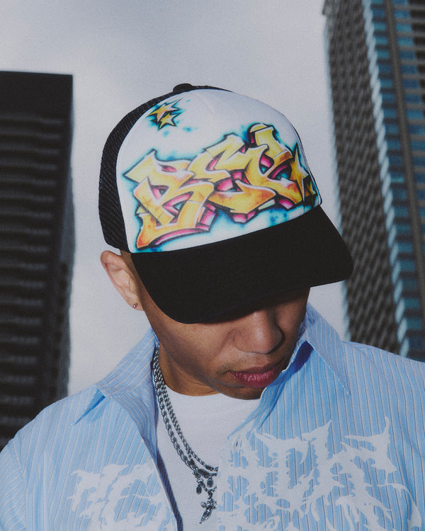 GRAFFITI MESH CAP WHITE/BLACK