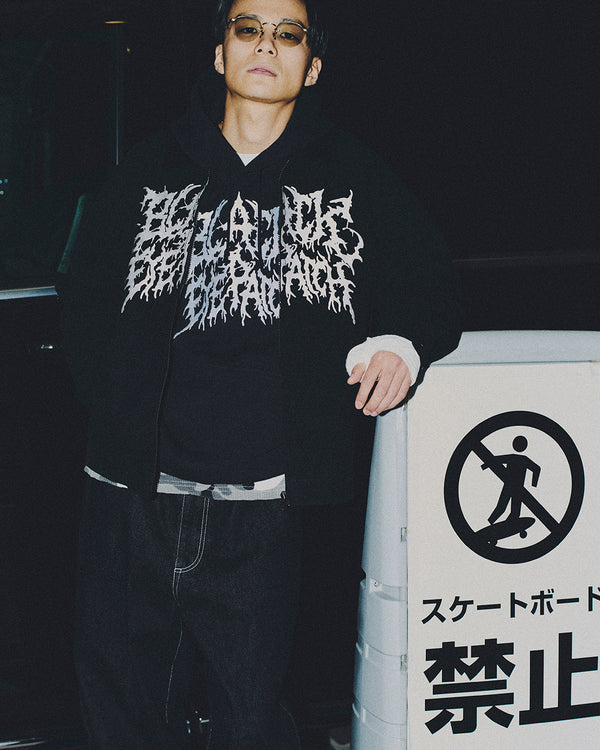 GRINDCORE LOGO HOODIE BLACK/WHITE