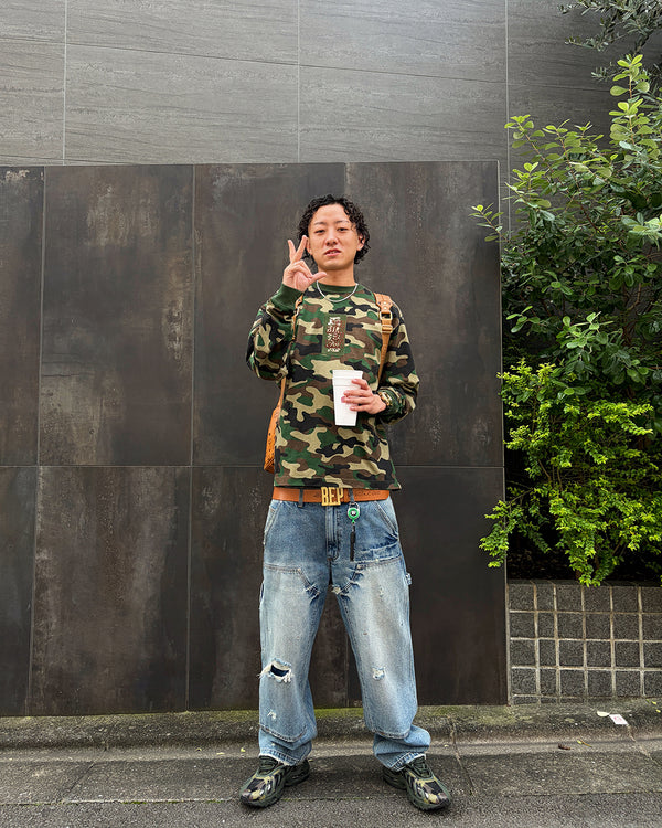 HWC LABEL WASHED CAMO HEAVYWEIGHT L/S TEE