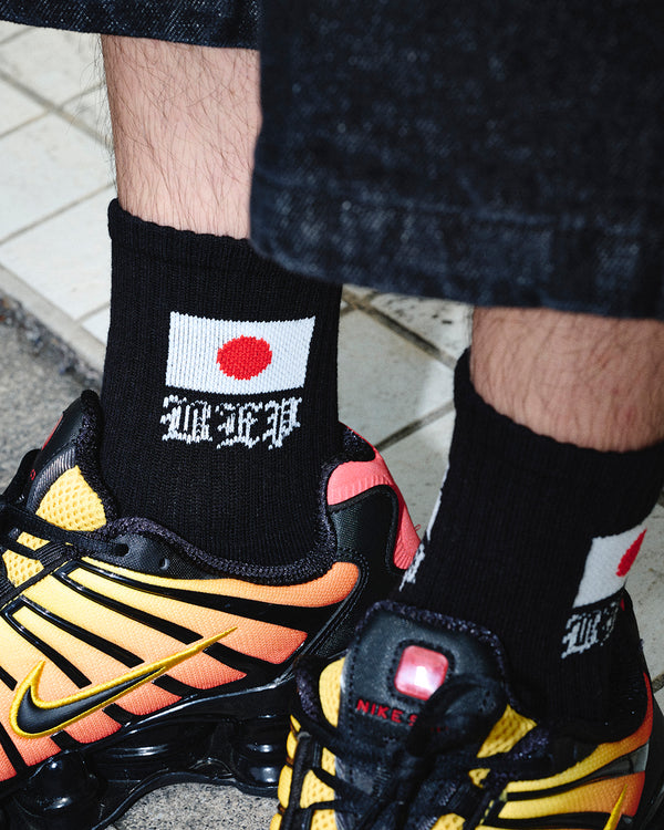 JAPAN FLAG SHORT SOCKS BLACK