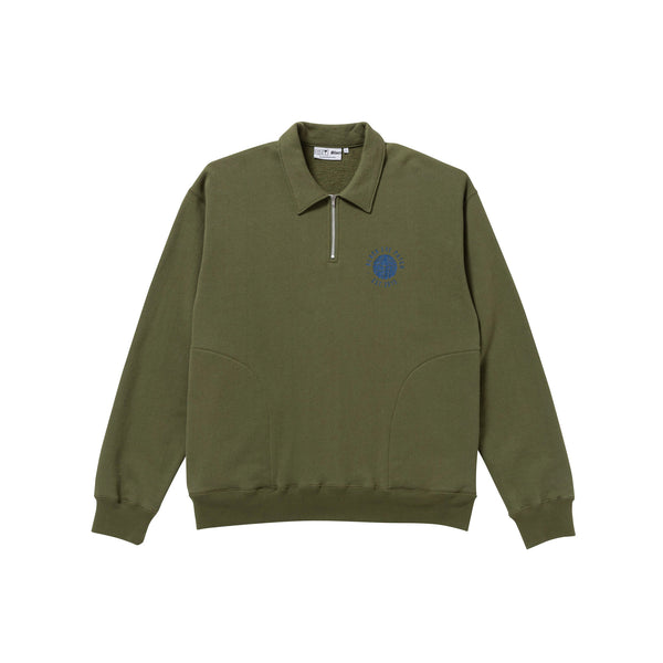 KAMON HALF ZIP CREW SWEAT OLIVE
