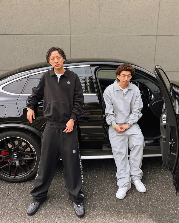 KANJI TAPED HEAVYWEIGHT HALF ZIP SWEAT BLACK
