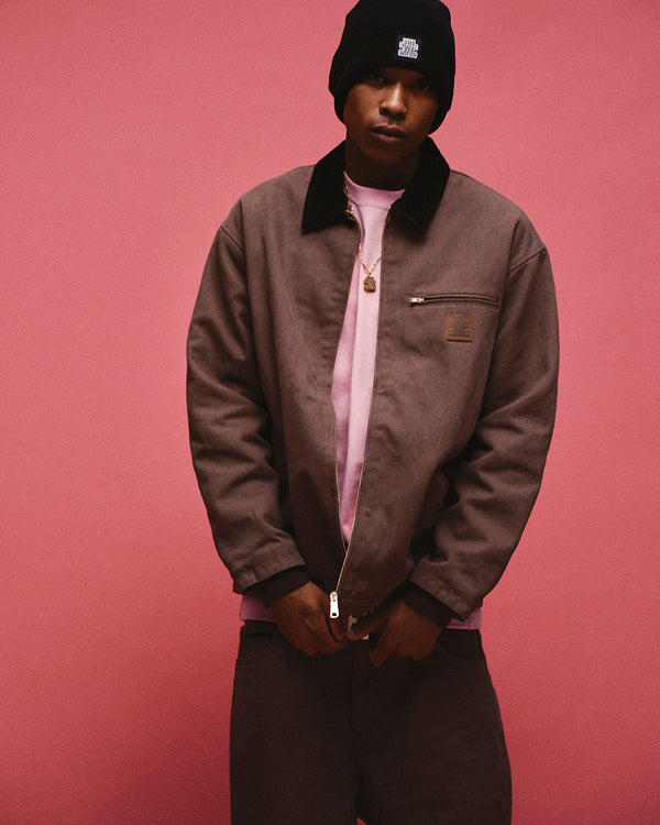 LEATHER PATCHED DUCK JACKET BLACK