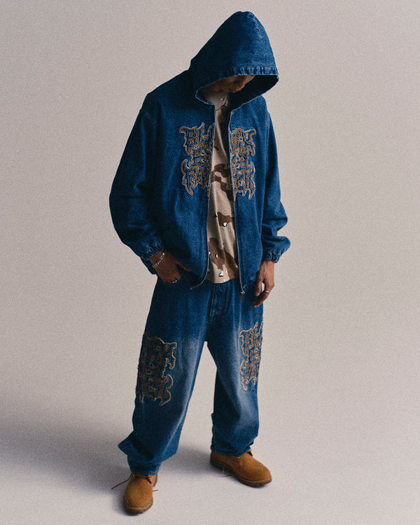 Metal Logo Extra Baggy Jeans, Black