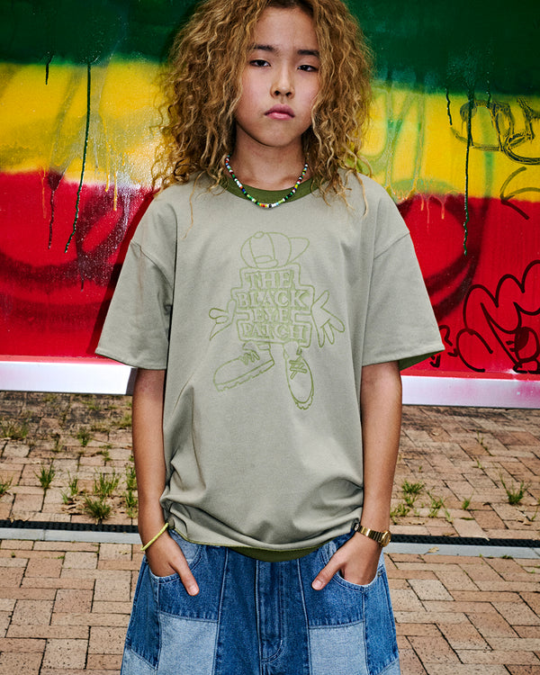 OG BOY REVERSIBLE COLLEGE TEE OLIVE/SAND