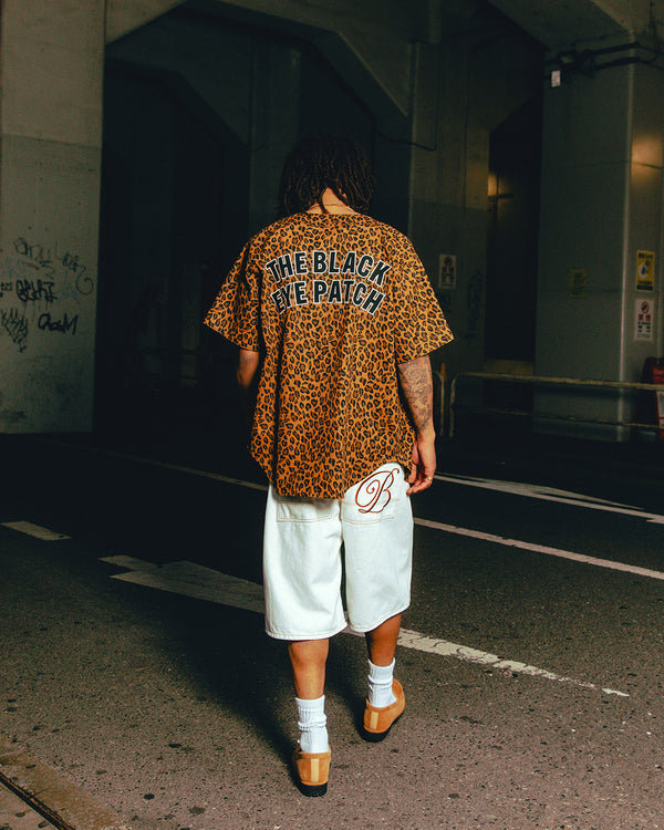 OG LABEL LEOPARD PATTERNED BASEBALL SHIRT