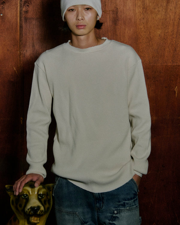 RIB EMBROIDERED THERMAL L/S TEE BLACK