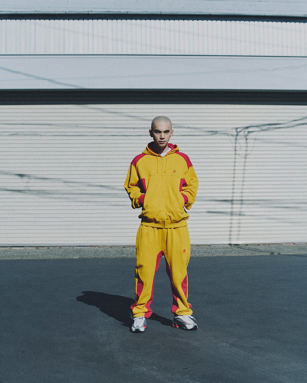 SMALL OG 2 TONE SWEAT PANTS MUSTARD/RED